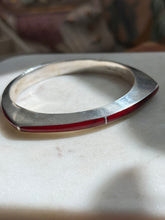 Load image into Gallery viewer, Mexico Vintage Red Inlay Sterling Silver Bangle Bracelet
