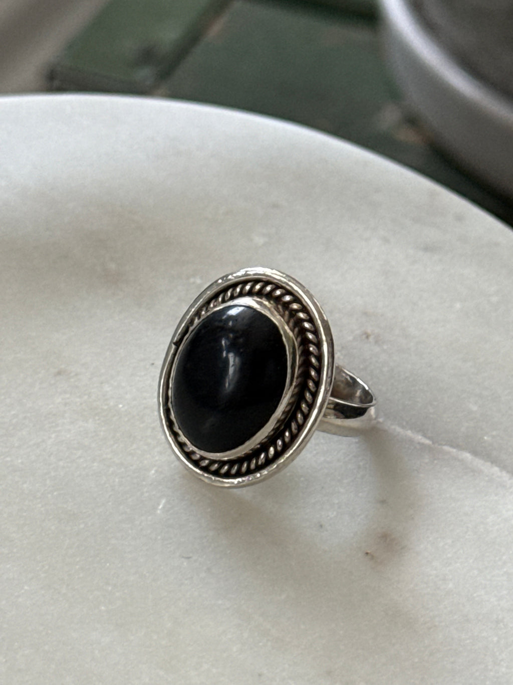 Black Onyx Sterling Silver Ring Size 7.25