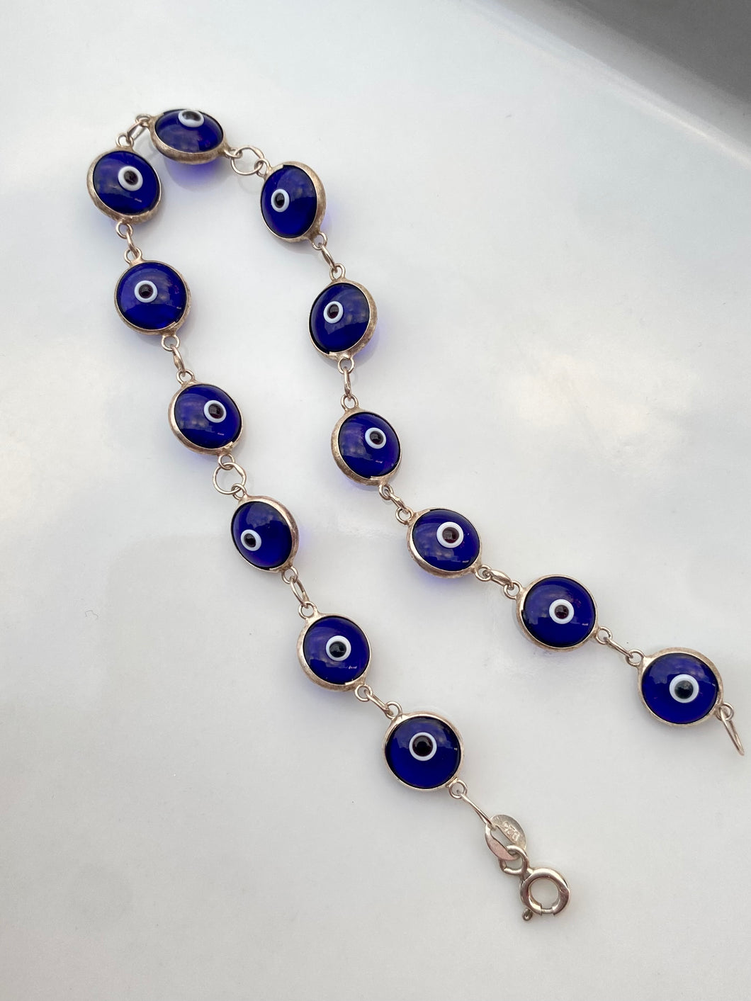 Blue Protection Eye Sterling Silver Bracelet