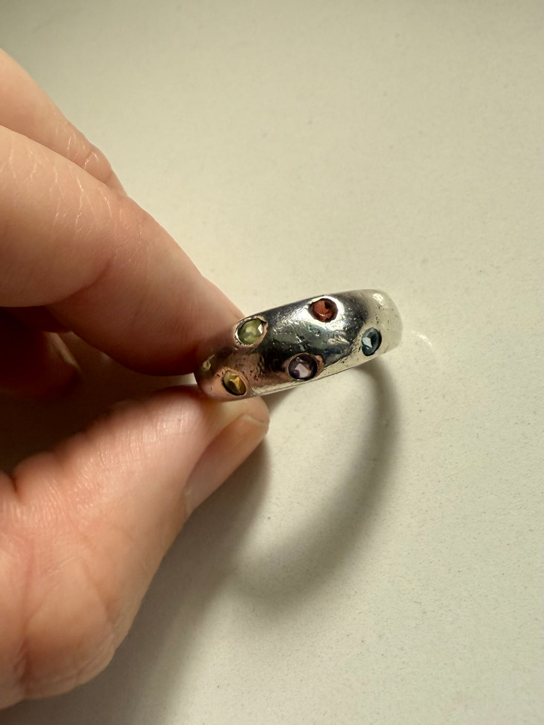 Sprinkle Donut Band Sterling Silver Ring Size 7