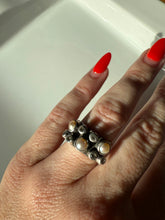 Load image into Gallery viewer, Pearl &amp; CZ Sterling Silver Ring Size 6.5
