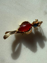 Load image into Gallery viewer, Italian 14k Gold Parrot Jade Turquoise Carnelian Pendant

