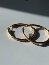 Load image into Gallery viewer, Etched 14k Yellow Gold Large Hoops 1.90”
