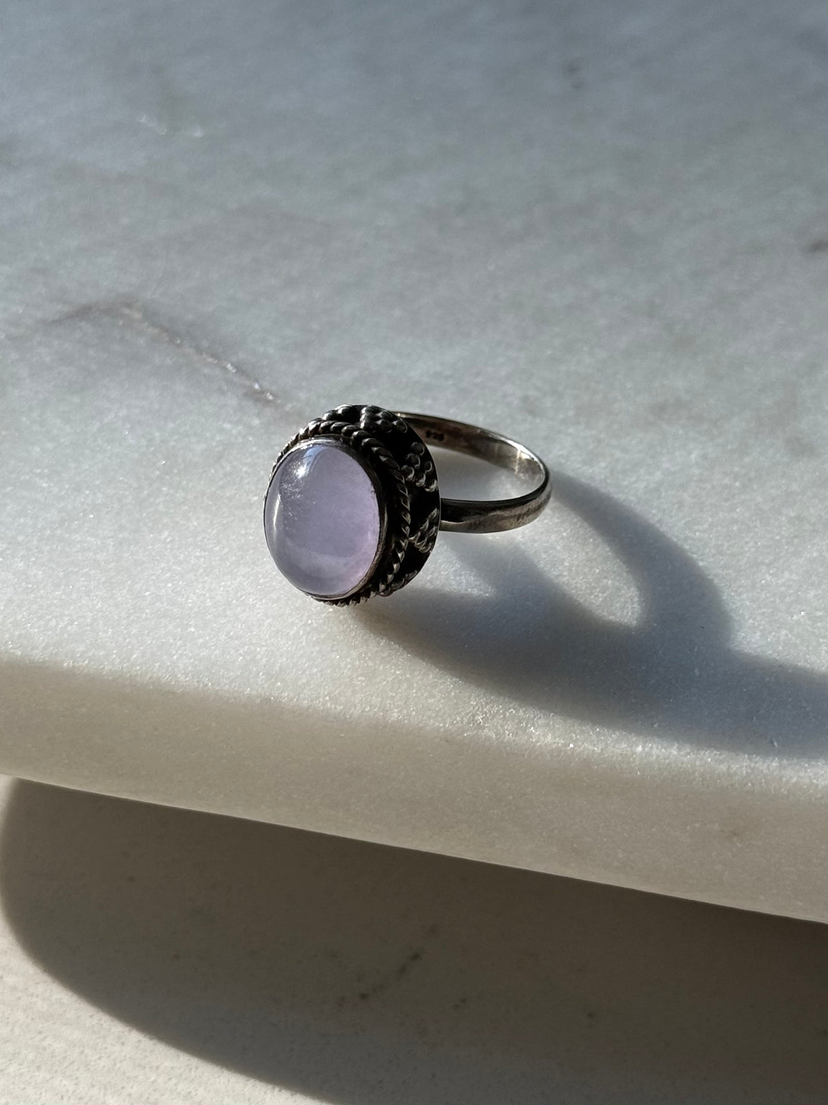 Purple Jade Sterling Silver Ring Size 8
