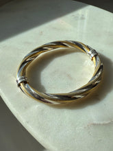 Load image into Gallery viewer, Italian Two-Tone Sterling Silver Gold Vermeil Hinged Bangle Bracelet

