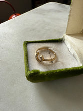 Load image into Gallery viewer, Diamond 14k Yellow Gold Dainty Horseshoe Ring Size 5.75
