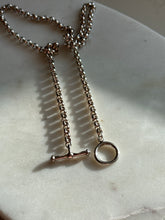 Load image into Gallery viewer, Sterling Silver Rolo Link Toggle Clasp Chain 19.5”
