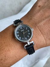 Load image into Gallery viewer, Timex Black Leather Vintage Silver-Toned Watch
