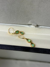 Load image into Gallery viewer, Natural Emerald 14k Yellow Gold Earrings
