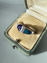 Load image into Gallery viewer, Amethyst &amp; Opal CZ Sterling Silver Ring Size 7.5
