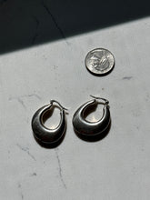 Load image into Gallery viewer, Vintage Sterling Silver Oblong Hoop Earrings
