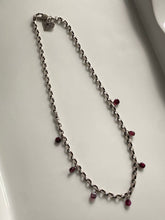 Load image into Gallery viewer, Rolo Link Garnet Charm Vintage Sterling Silver Necklace
