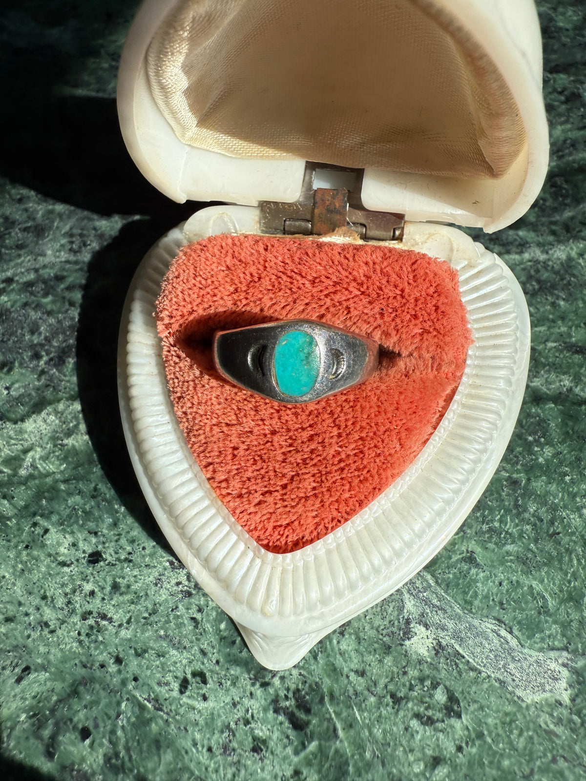Turquoise Inlay Sterling Silver Ring Size 7.25