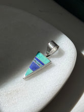 Load image into Gallery viewer, Turquoise Lapis Inlay Sterling Silver Pendant
