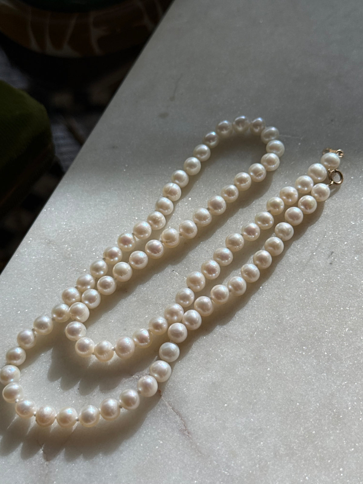 Vintage Pearl 14k Gold Necklace 17.5”