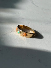 Load image into Gallery viewer, Antique 18k Yellow Gold Old Mine Cut &amp; Coral Ring Size 4.75
