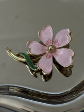 Load image into Gallery viewer, Pink Enamel Gerrys Vintage Gold Plated Flower Brooch
