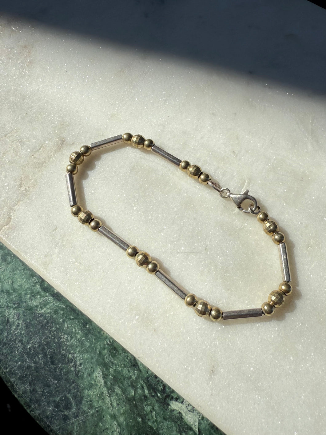 Two-Tone Sterling Silver Gold Vermeil Bracelet 7.75”