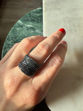 Load image into Gallery viewer, Blue Diamond Sterling Silver Wide Ring Size 6.25
