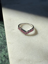 Load image into Gallery viewer, Pink Gemstone Sterling Silver Chevron Ring Size 8.25
