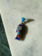 Load image into Gallery viewer, Turquoise Lapis Coral Sterling Silver Egyptian Ankh Pendant
