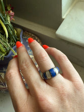 Load image into Gallery viewer, Lapis &amp; Mother of Pearl Inlay Sterling Silver Ring Size 6
