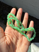 Load image into Gallery viewer, Green Glass Faux Jade Sterling Silver Necklace 17”
