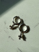 Load image into Gallery viewer, Sterling Cross Dangle Mini Hoops
