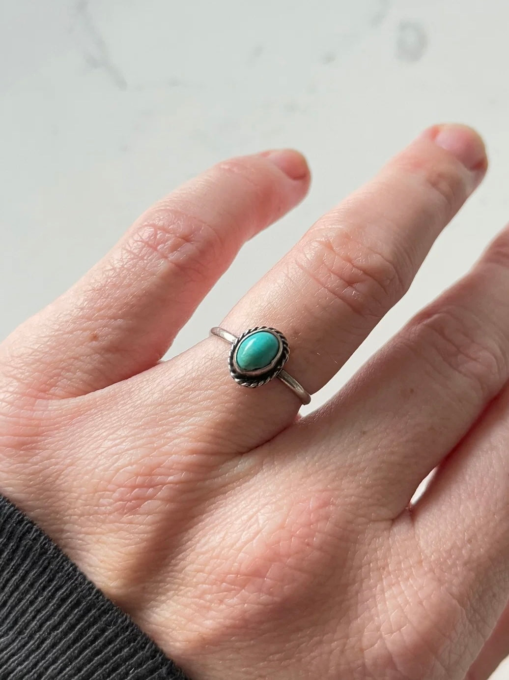 Vintage Turquoise Sterling Silver Ring Size 5.75