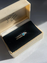 Load image into Gallery viewer, Crushed Turquoise Inlay Heart Sterling Silver Ring Size 8

