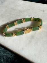 Load image into Gallery viewer, Green Jade Gold Vermeil Bracelet
