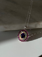 Load image into Gallery viewer, Tourmaline Opal &amp; Amethyst Sterling Silver Necklace 17”
