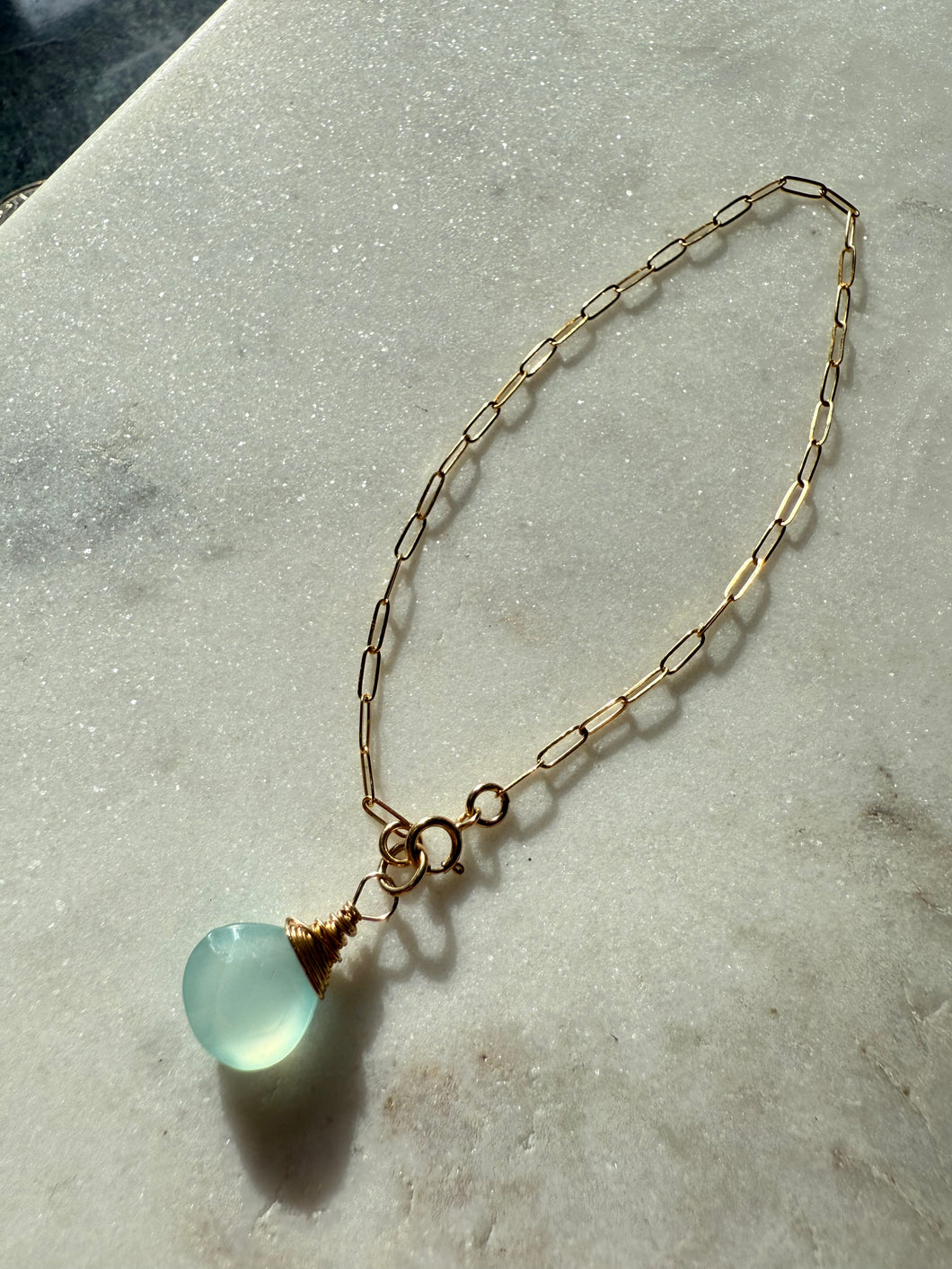 Blue Gemstone Gold Fill Bracelet 7”