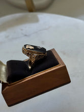 Load image into Gallery viewer, Vintage 1930s Black Onyx &amp; Diamond ‘P’ Initial 14k Gold Ring Size 5
