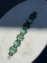 Load image into Gallery viewer, Antique Green Enamel Sterling Silver Bracelet
