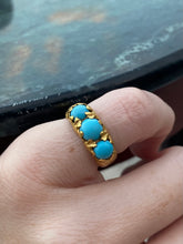 Load image into Gallery viewer, Antique 22k Persian Turquoise Trilogy Ring
