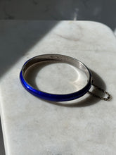 Load image into Gallery viewer, Vintage Blue Enamel Sterling Silver Bangle Bracelet
