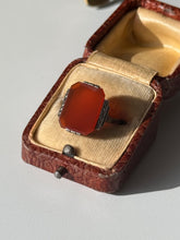 Load image into Gallery viewer, Antique Carnelian &amp; Marcasite Sterling Ring Size 5.75

