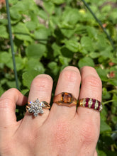Load image into Gallery viewer, Vintage Ruby &amp; Diamond 18k Gold Dome Ring Size 8.75
