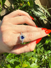 Load image into Gallery viewer, Blue Heart Sterling Silver Ring Size 7
