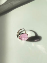 Load image into Gallery viewer, Faceted Pink Glass Sterling Silver Ring Size 7
