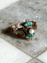 Load image into Gallery viewer, Victorian 14k Gold Pearl Turquoise Ring
