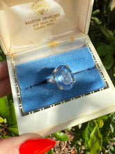 Load image into Gallery viewer, Blue Glass Sterling Silver Ring Size 7
