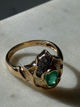 Load image into Gallery viewer, Emerald &amp; Diamond 14k Gold Ring Size 9
