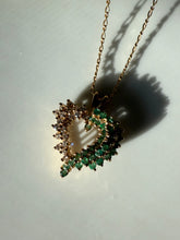 Load image into Gallery viewer, Green White Glass Stone Gold Vermeil Necklace 15”
