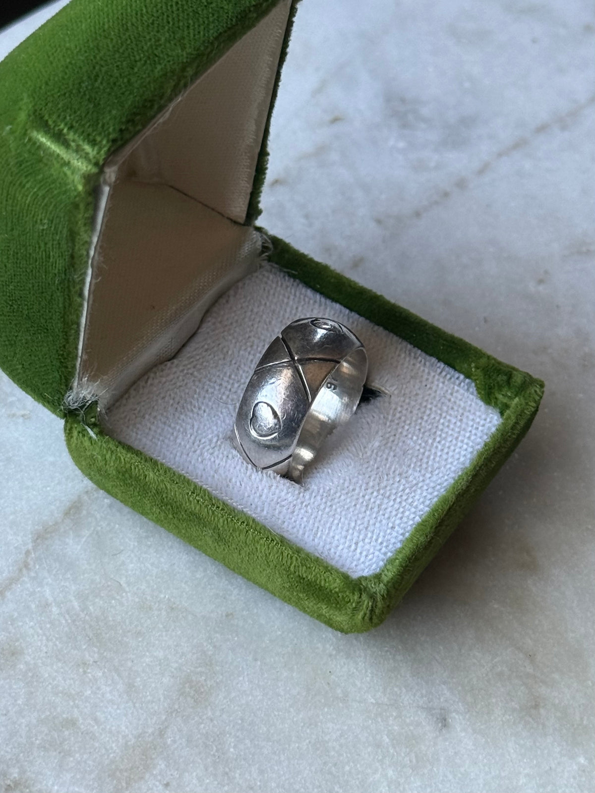 Quilted Hearts Sterling Silver Band