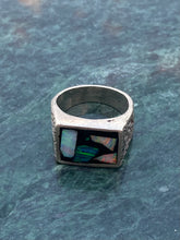 Load image into Gallery viewer, Galaxy Opal Inlay Sterling Silver Signet Ring
