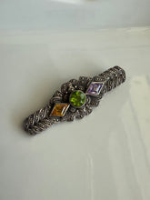Load image into Gallery viewer, Peridot Citrine Amethyst Sterling Silver Brooch
