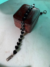 Load image into Gallery viewer, Black Onyx Heart Sterling Silver Bracelet 7”
