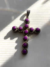Load image into Gallery viewer, Purple Navajo Sterling Silver Cross Pendant
